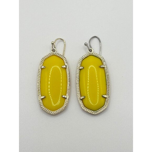Kendra Scott Elle Drop Earrings Yellow Glass & Gold - Picture 1 of 6